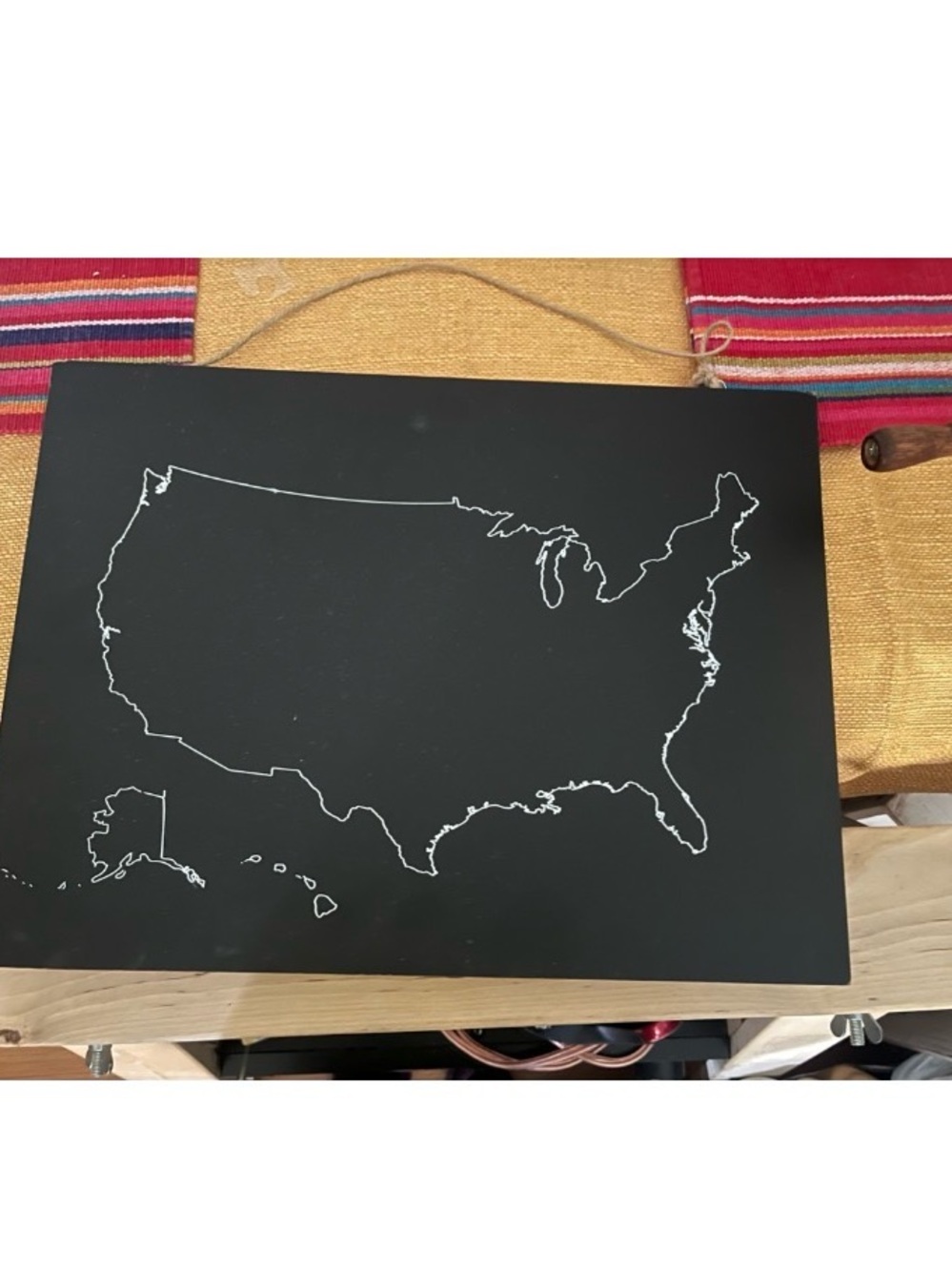 Black USA Outline Wall Art Chalkboard Sign *No chalk included* New